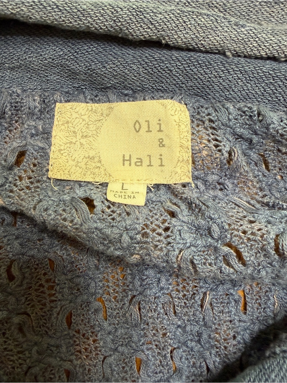 Oli & Hali Dusty Blue Mixed-Knit Zip Front Bomber - Picture 3 of 7